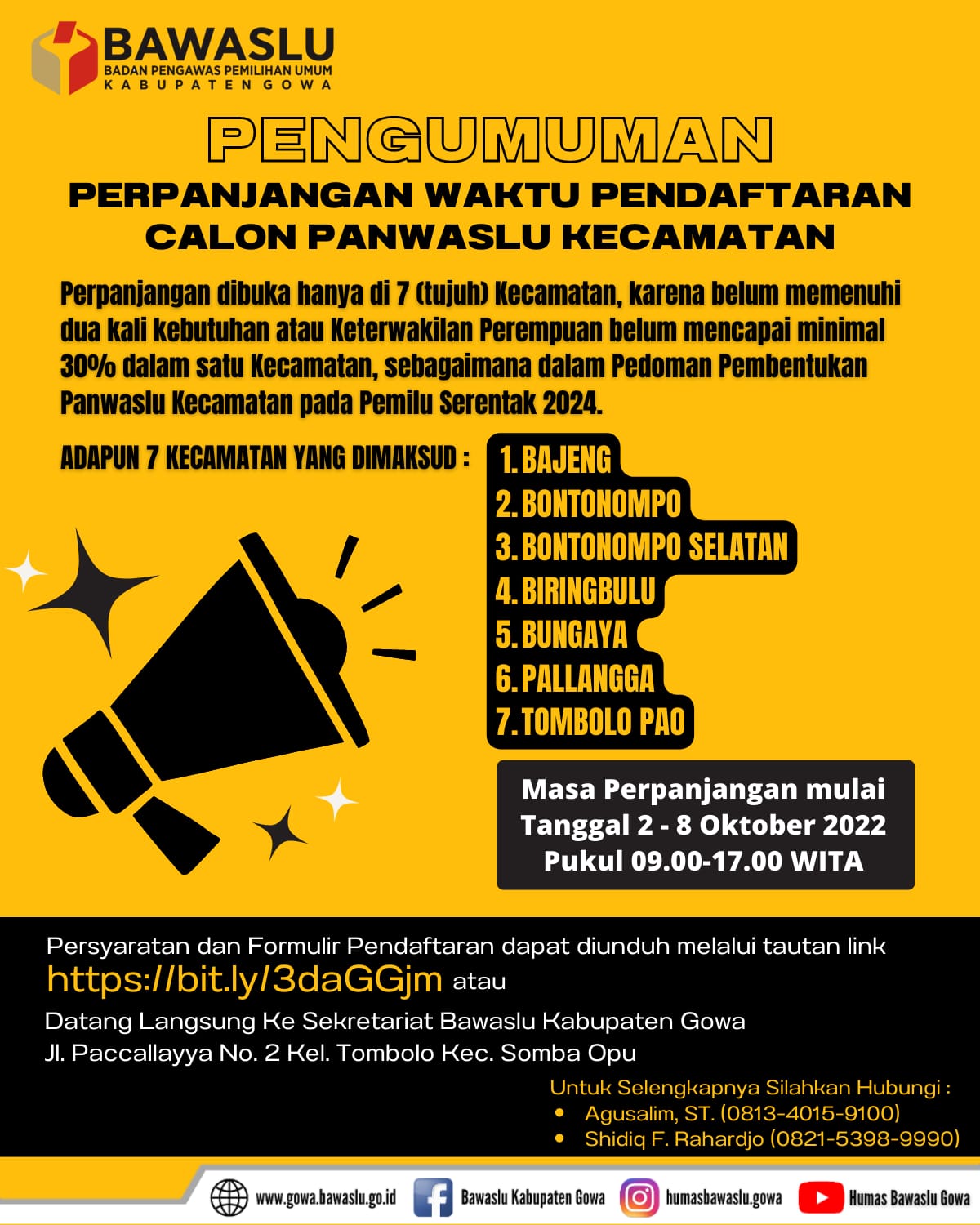 Perhatikan Keterwakilan Perempuan, Bawaslu Gowa Buka Perpanjangan Pendaftaran Panwascam